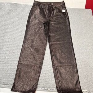 Old‎ Navy OG Loose Straight Jeans 4 Black Shine Y2K Cybercore Metallic Skater